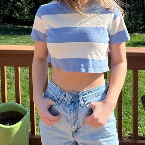 Striped Cropped Tee Size M